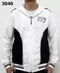 manteau hommes veste mode hoodie armani ea7 blanc